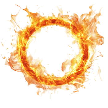 Realistic round flame on a transparent background creating a vibrant fire effect for design and artistic purposes, Realistic round fire flame transparent background. Round fire flame transparent png