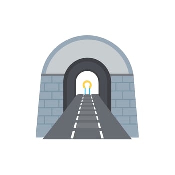 Flat illustration of a train tunnel leading to light vector