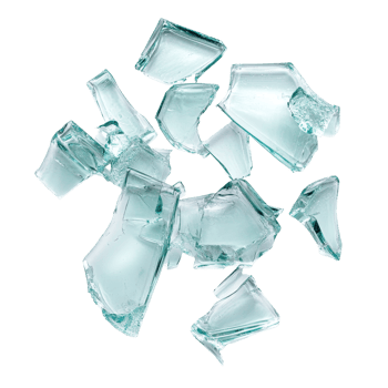 Shattered pieces of broken glass arranged artfully on a clean transparent background, broken glass pieces isolated on transparent background png