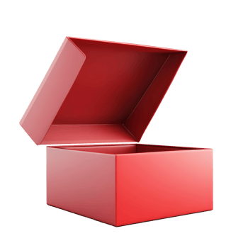 A bright red open gift box showcasing an empty interior ready for special surprises and festive moments, Red open gift box isolated png