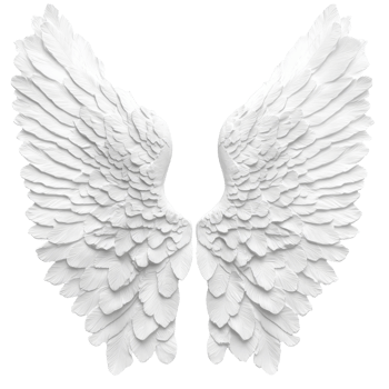 Elegant transparent feathered angel wings symbolizing purity against a serene backdrop of transparent hues, Angel Wings transparent Feathered Symbol of Purity on a transparent background png