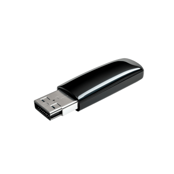 Black and silver USB stick resting on a clean transparent background for data storage, Black and silver USB stick on transparent backgroundfile png