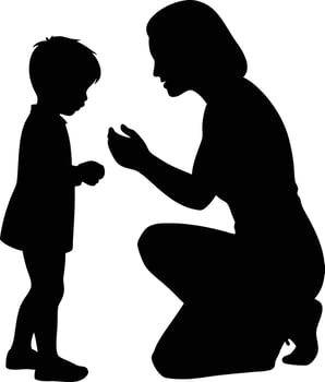 Silhouette of a Mother and Child Communicating vector