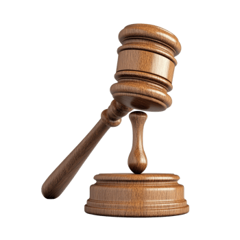 A wooden gavel resting on a transparent background, symbolizing justice and legal proceedings, wooden gavel isolated on transparent background png