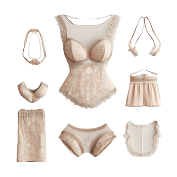 Elegant lingerie set displayed on a transparent background in a stylish arrangement for a chic fashion showcase, Elegant Lingerie Set on transparent background png