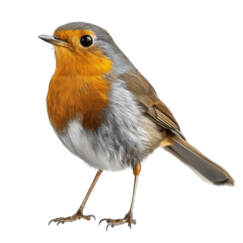 A charming robin stands gracefully on a transparent background, showcasing its vivid colors and delicate features, robin on transparent background png