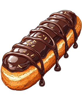 Chocolate Eclair Pastry With Glaze png