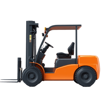 Warehouse forklift isolated on transparent background for commercial logistics, Forklift for working in warehouse isolated on transparent background Electric loader for loading goods png