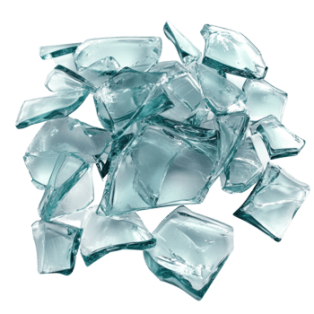 Broken glass pieces scattered on a transparent surface with a transparent hue creating an artistic display, broken glass pieces isolated on transparent background png
