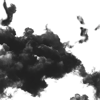 Dramatic black clouds contrast against a bright transparent background creating a striking visual impact, black clouds on transparent background png