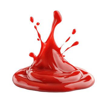 Dynamic ketchup splash creates eye catching red patterns on a clean white surface, Ketchup Splash on Transparent background png
