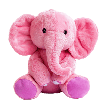 Pink elephant stuffed animal sitting on a Transparent background with soft features and vibrant colors, pink elephant stuffed animal isolated on background png