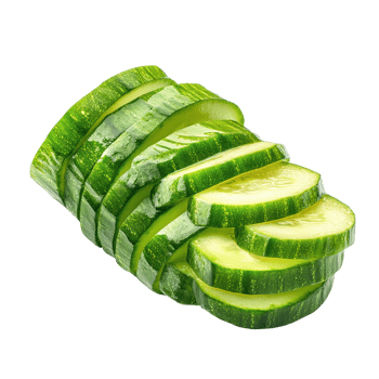 Freshly sliced cucumber arranged neatly on a clean Transparent background, Sliced cucumber isolated on background png