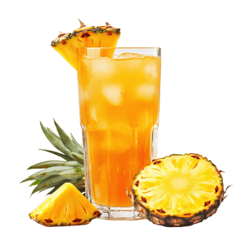 Refreshing cold pineapple cocktail served in a tall glass with juicy fruit slices, Cocktail drink juice pineapple cold drink glass isolated png
