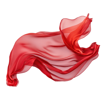 Red silk cloth gracefully flowing against a white backdrop showcasing elegance and movement, Red Silk Cloth in Motion On Transparent background png