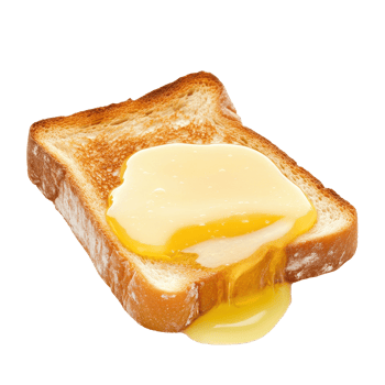 Deliciously toasted bread with melting butter on a pristine Transparent background, Toast with Melting Butter, background png