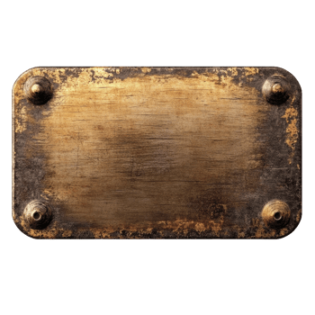 Metal sign plate with a rustic finish isolated on a Transparent background for creative use, Metal sign plate isolated on background png