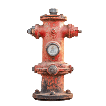 Closeup of a red fire hydrant isolated on a Transparent background showcasing details and texture, Closeup a fire hydrant isolated on a background png