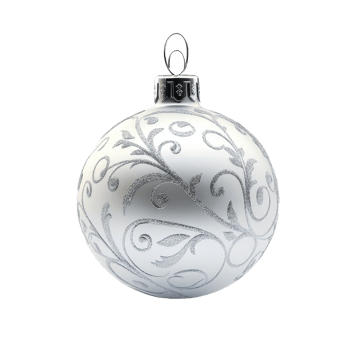 Elegant silver Christmas ball decoration isolated on white for holiday design and celebration, Silver Christmas ball decoration isolated on Transparent background png