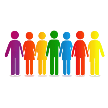 Colorful line of diverse people on Transparent background representing unity and inclusivity, Colorful Diversity Line People on background png