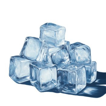 Ice cubes stacked in a clear and vibrant arrangement against a soft blue background, ice cubes png