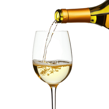 Pouring white wine into a glass against a plain Transparent background, Pouring White Wine into a Glass isolated on background png