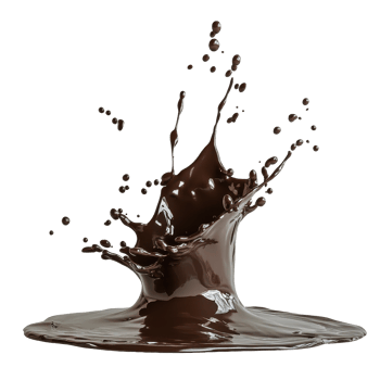 Delicious chocolate splash creating dynamic patterns on a white background, Chocolate Splash on white background png