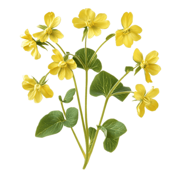 Cowslip creeper showcasing vibrant yellow blooms and lush green leaves against a pure Transparent background, Cowslip creeper isolated on background png