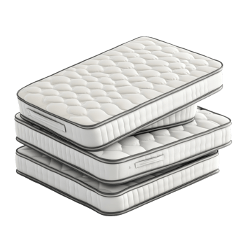 Comfortable mattresses stacked on a Transparent background ideal for rest and relaxation, mattresses isolated on background png