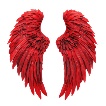 Red angel wings create a striking visual contrast on a bright Transparent background, Red angel wings on background png