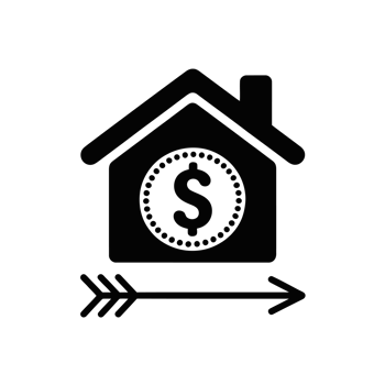 A black icon depicts a house with a dollar sign inside, symbolizing real estate investment or mortgage cutouts png