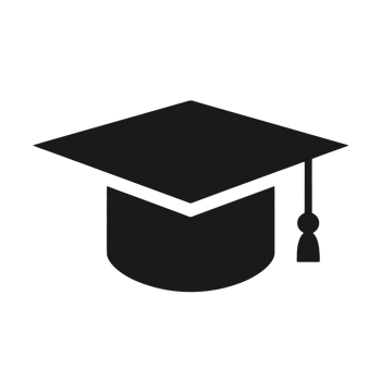 A black silhouette of a graduation cap with a tassel hanging on the right side symbolizes academic achievement. cutouts png
