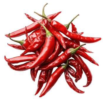 Fresh red chili peppers highlighted against a clean Transparent background showcasing their vibrant color and texture, red chili pepper isolated on background png