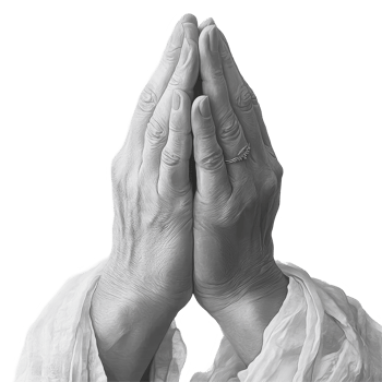 Hands clasped in prayer showcasing textured artistry in black and white, Hands Clasped in Prayer Black and White Texture Art, white background png