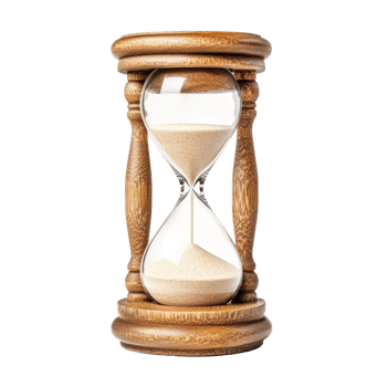 Elegant hourglass stands isolated on a white background, symbolizing the passage of time and lifes cycles, Hourglass isolated on white background png