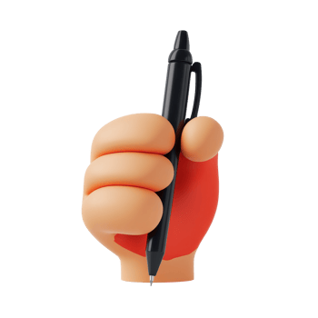 Cartoon hand holding pen represents signing documents in a creative and playful way, Sign Paper Concept 3D Cartoon Hand Holding Pen on Transparent background png