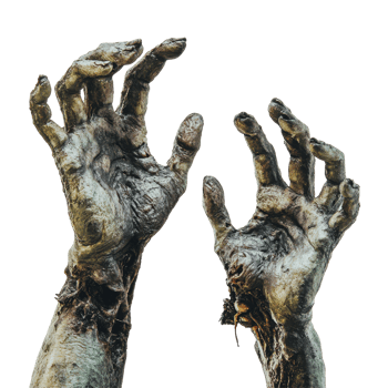 Zombie hands reaching up from Transparent background in eerie, unsettling pose, Zombie Hands Up on background png