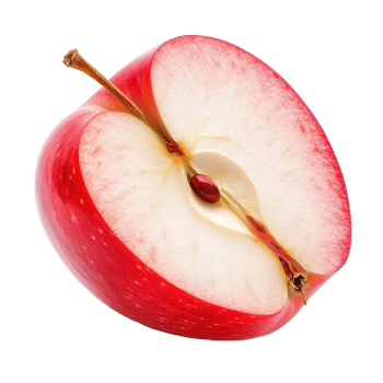 Freshly sliced red apple isolated from Transparent background displaying juicy texture and vibrant color, slice red apple isolated, fresh red apple, isolated on background png