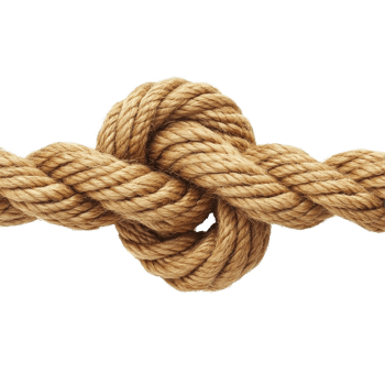 Ship rope and knot displayed on a Transparent background for nautical and decorative purposes, ship rope and knot isolated on background png