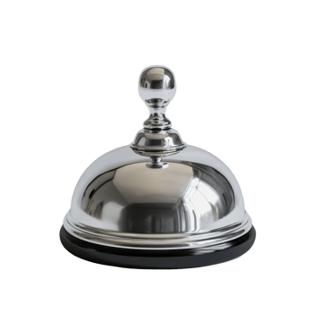 Elegant silver desk bell on a Transparent background enhancing classic decor elements, silver desk bell isolated on background png