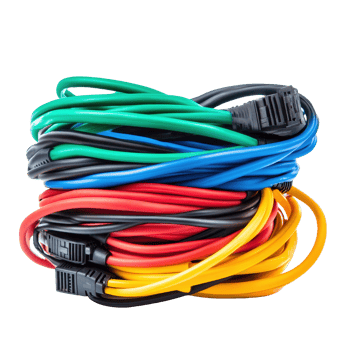 Multicolored computer cables in a stacked arrangement on a Transparent background, Multicolored computer cables isolated on background png