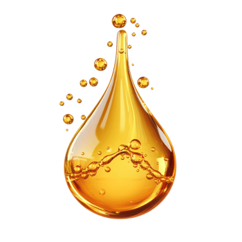 Golden liquid droplet suspended in air with smaller droplets on a white background, Golden liquid water drop and molecule white background png