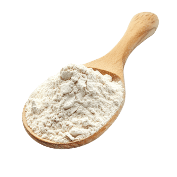 White wheat flour piled in a wooden spoon on a clean surface for baking and cooking preparations, Pile of white wheat flour in wooden spoon isolated on Transparent background png