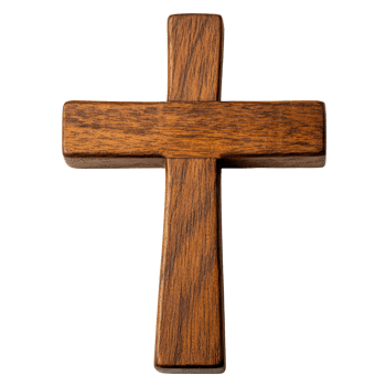 Beautifully crafted wooden cross isolated on a clean white background for spiritual reflection and expression, Holy wooden cross isolated on white background png
