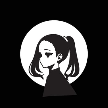 Cute Anime Profile Picture black vector
