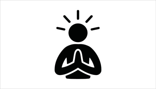 Meditation Icon with Gratitude Pose and Radiating Calmness vector