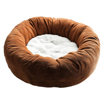 Brown Plush Pet Bed Round Cozy Soft Comfortable fur dog cat rest home png
