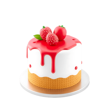 Chocolate cake with strawberry on circular object. png