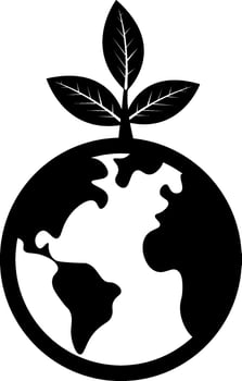 Eco Friendly Earth Icons in Monochrome Style. Environmental Globe and Leaf Icons vector
