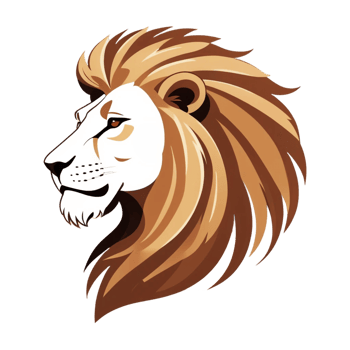 Minimalist Animated Lion Icon in Brown Tones png